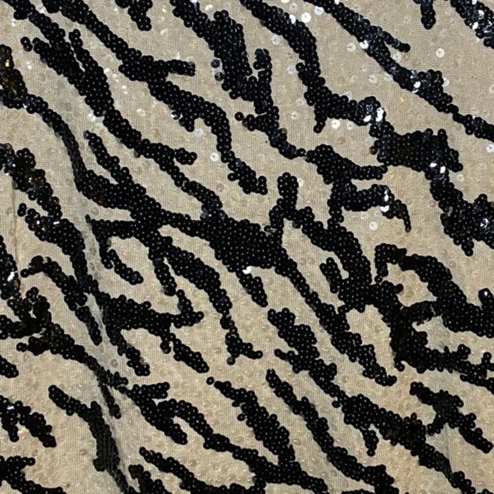 LR560 Vintage Liz Claiborne M Beige Black Sequin Animal Print Sleeveless Top - Picture 5 of 8